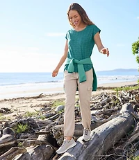 Women's Streamside Tee, Short-Sleeve Ruched Crew Print