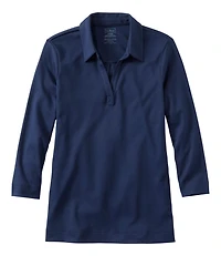 Women's Pima Cotton Tee, Three-Quarter-Sleeve Polo