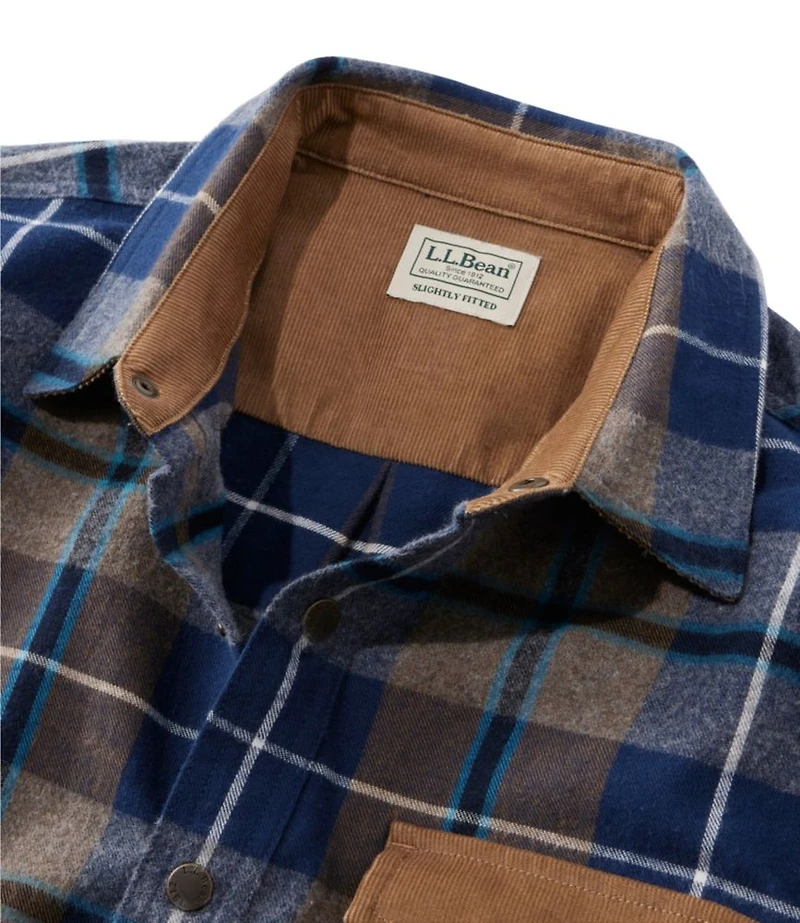 Men's Scotch Plaid Flannel Shirt, Snap-Front, Slightly Fitted Untucked Fit