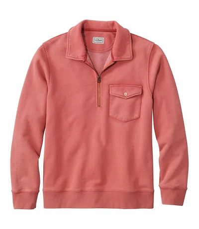 Men's Sunwashed Sweatshirt, Quarter-Zip Polo, Long-Sleeve
