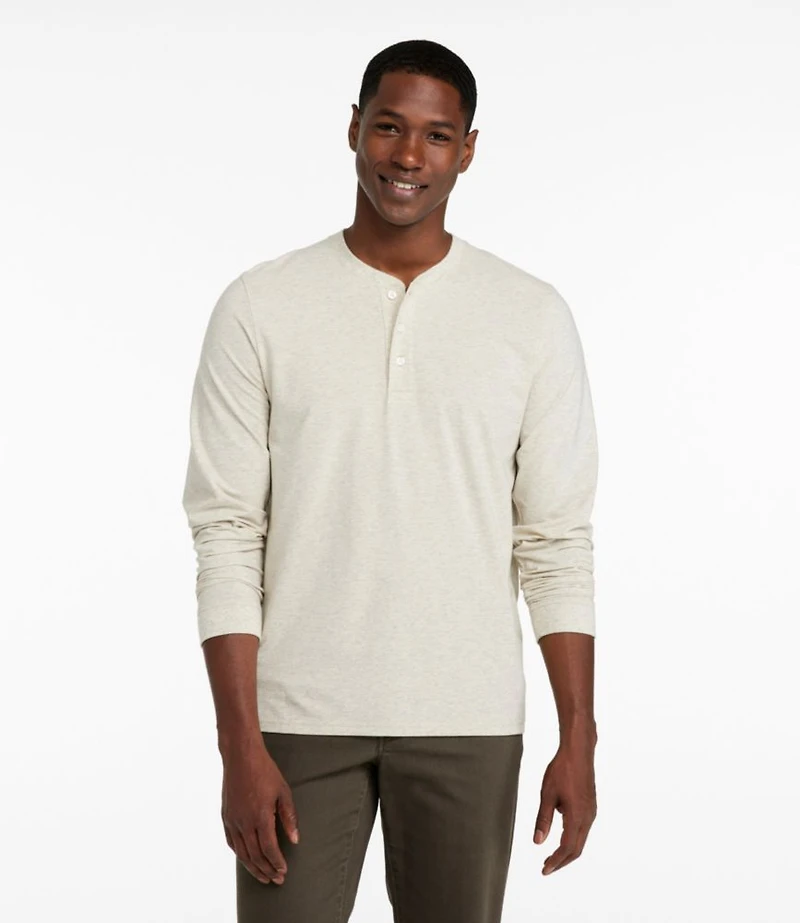 Men's Comfort Stretch Performance® Pima Tee, Long-Sleeve Henley