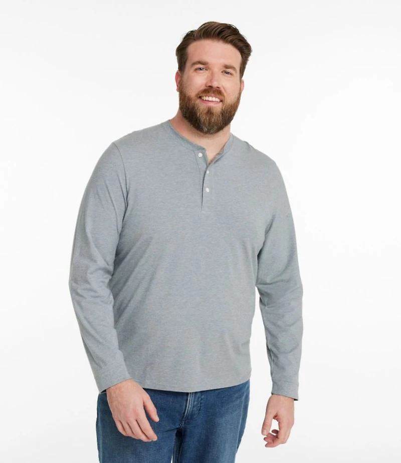 Men's Comfort Stretch Performance® Pima Tee, Long-Sleeve Henley