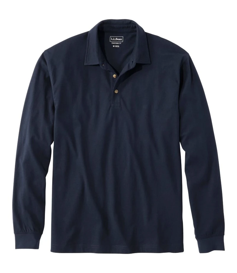 Men's Carefree Unshrinkable Polo, Long-Sleeve, Without Pocket