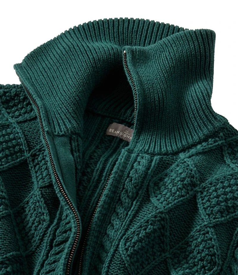 Men's Signature Cotton Fisherman Sweater, Full-Zip