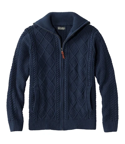 Men's Signature Cotton Fisherman Sweater, Full-Zip