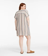 Women's Cloud Gauze Short-Sleeve Shift Dress, Stripe