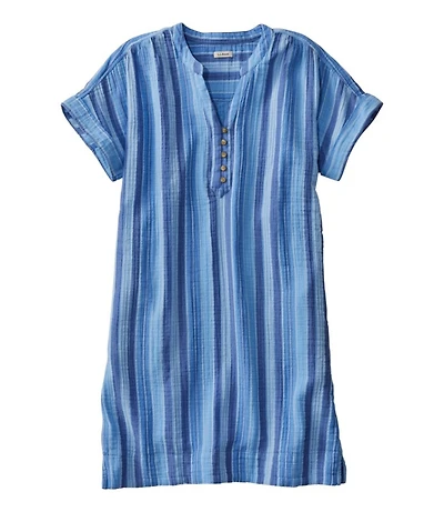Women's Cloud Gauze Short-Sleeve Shift Dress, Stripe