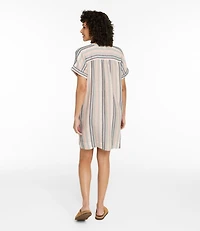 Women's Cloud Gauze Short-Sleeve Shift Dress, Stripe