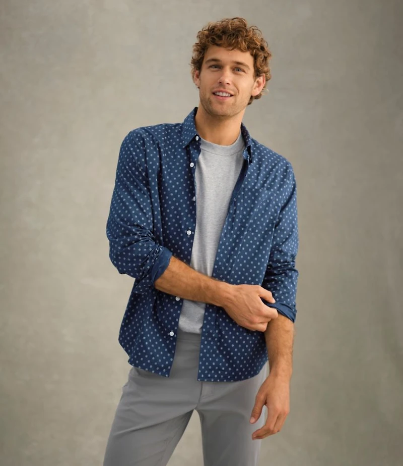 Men's Comfort Stretch Performance® Shirt, Long-Sleeve, Slightly Fitted Untucked Fit, Print