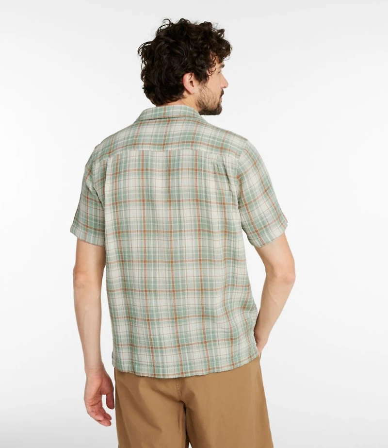 Men's Cloud Gauze Shirt, Short-Sleeve, Slightly Fitted Untucked Fit, Plaid