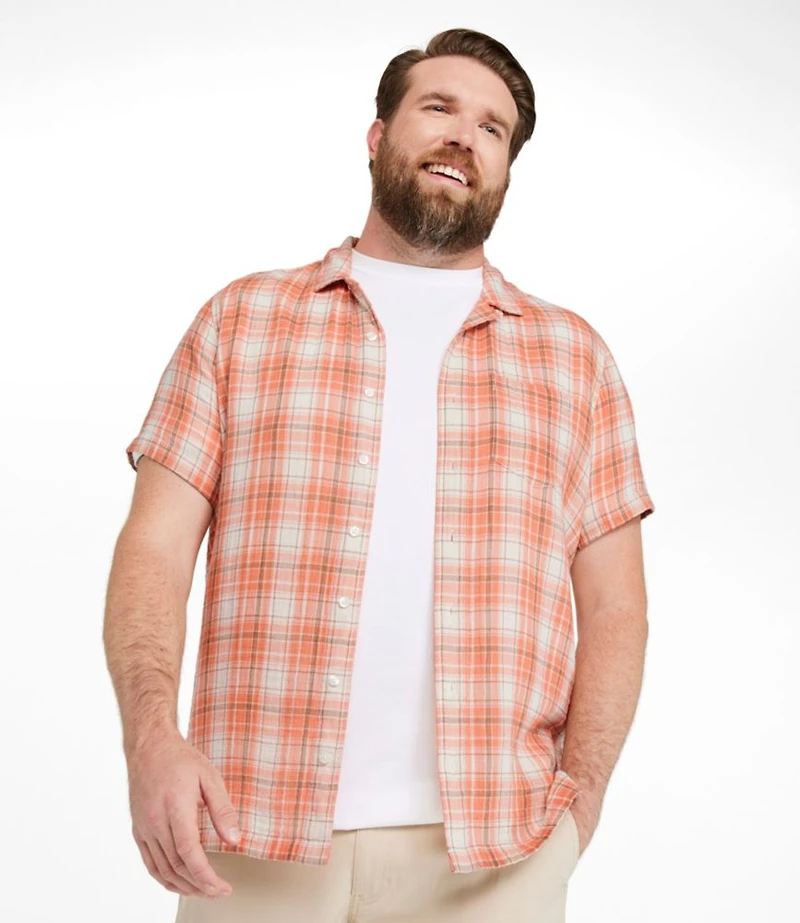 Men's Cloud Gauze Shirt, Short-Sleeve, Slightly Fitted Untucked Fit, Plaid