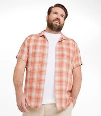 Men's Cloud Gauze Shirt, Short-Sleeve, Slightly Fitted Untucked Fit, Plaid