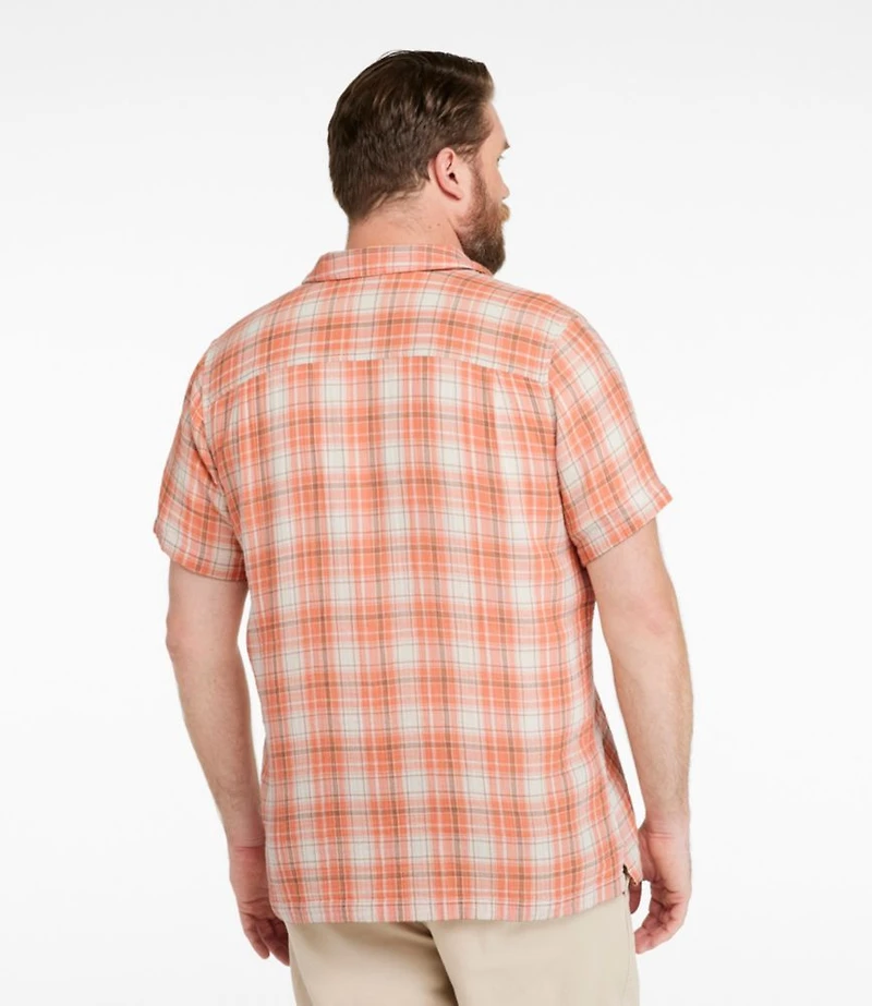 Men's Cloud Gauze Shirt, Short-Sleeve, Slightly Fitted Untucked Fit, Plaid