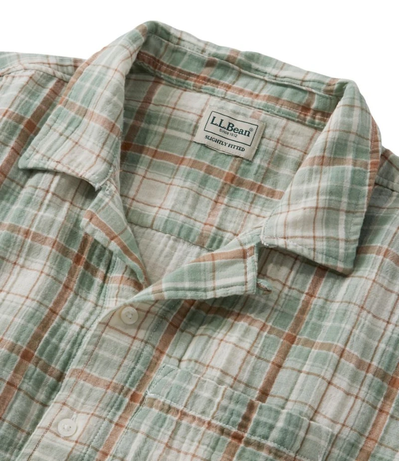 Men's Cloud Gauze Shirt, Short-Sleeve, Slightly Fitted Untucked Fit, Plaid