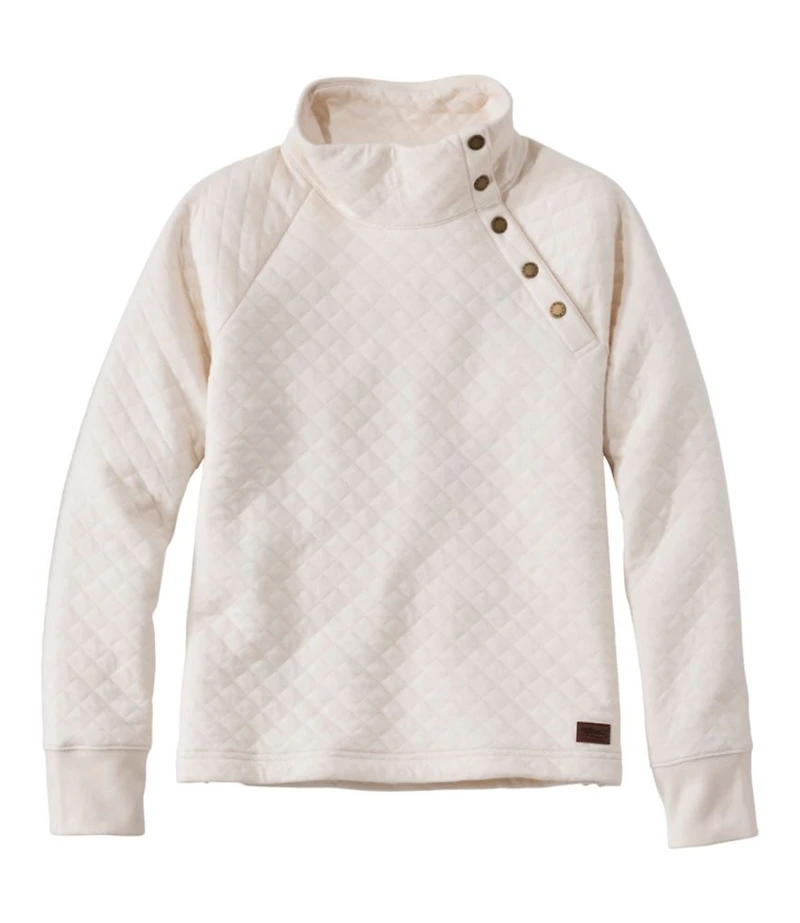 Women's Quilted Sweatshirt, Snapneck Pullover