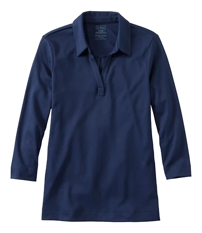 Women's Pima Cotton Tee, Three-Quarter-Sleeve Polo