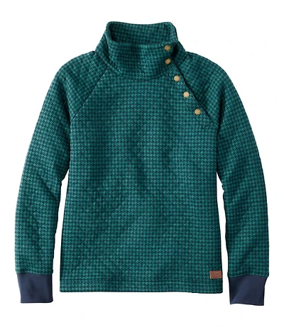 Women's Quilted Sweatshirt, Snapneck Pullover Print