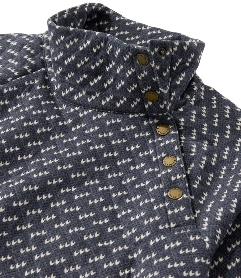 Women's Quilted Sweatshirt, Snapneck Pullover Print