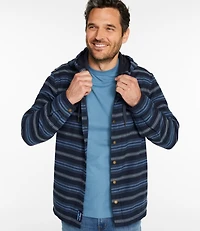 Men's Fleece-Lined Flannel Shirt, Hooded Snap-Front, Stripe