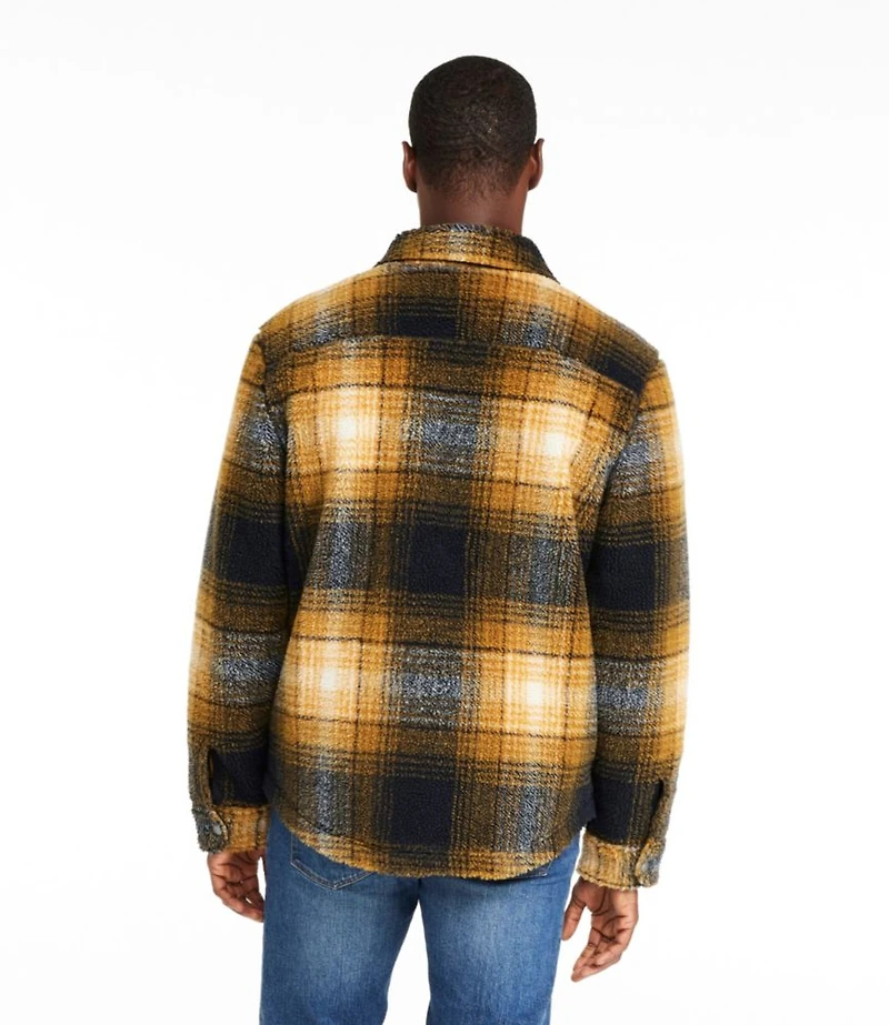 Men's Signature Mixed Media Fleece Shirt Jacket, Plaid