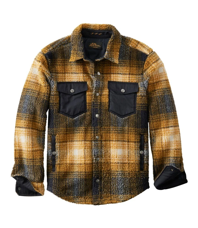 Men's Signature Mixed Media Fleece Shirt Jacket, Plaid