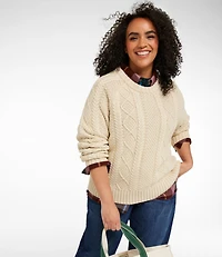 Women's Signature Cotton Fisherman Sweater, Crewneck