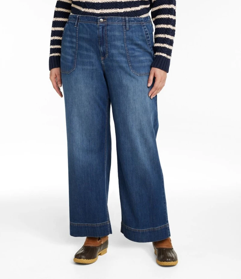 Women's Signature Utility Jeans, Mid-Rise Wide-Leg Ankle