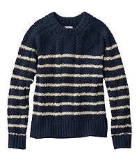 Women's Signature Cotton Fisherman Sweater, Crewneck Stripe