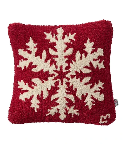 Wool Hooked Throw Pillow, Snowflake, 14" x 14"