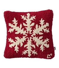 Wool Hooked Throw Pillow, Snowflake, 14" x 14"
