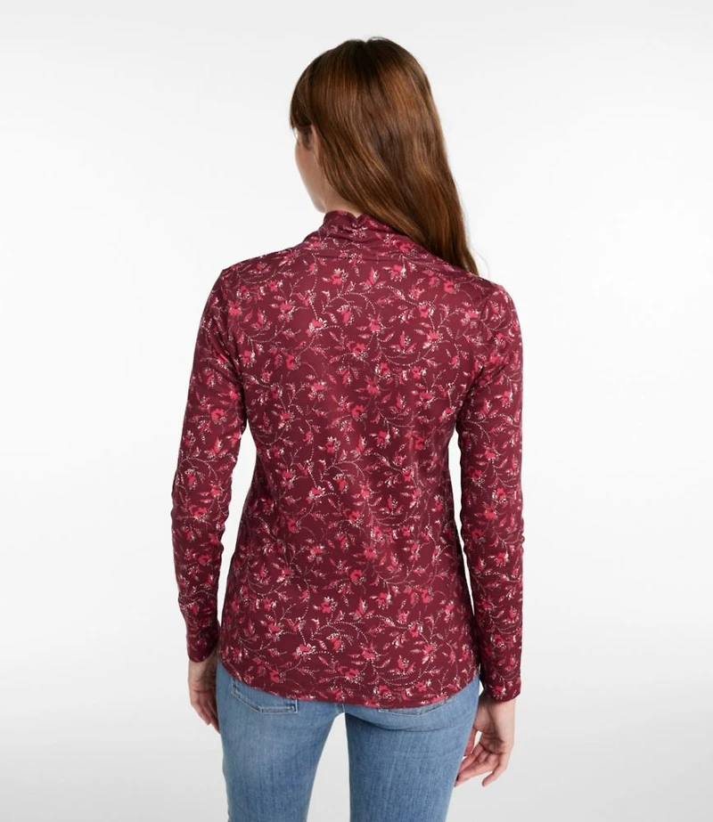Women's Pima Cotton Tee, Shawl Long-Sleeve Print