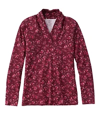 Women's Pima Cotton Tee, Shawl Long-Sleeve Print