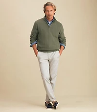 Men's Sunwashed Textured Cotton Sweater, Herringbone 1/4 Zip