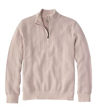 Men's Sunwashed Textured Cotton Sweater, Herringbone 1/4 Zip