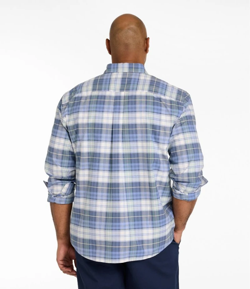 Men's Sunwashed Oxford Shirt, Slightly Fitted Untucked Fit, Plaid