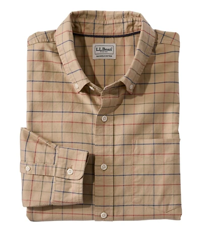 Men's Sunwashed Oxford Shirt, Slightly Fitted Untucked Fit, Plaid