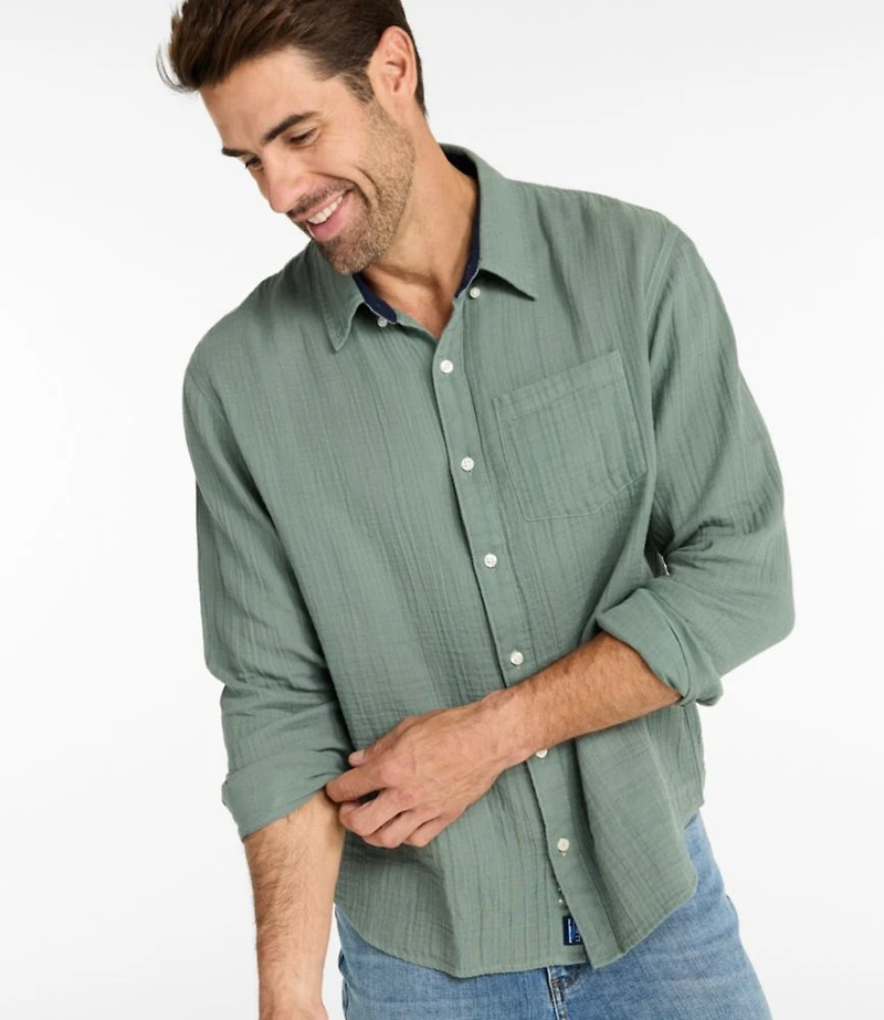 Men's Cloud Gauze Shirt, Long-Sleeve, Slightly Fitted Untucked Fit