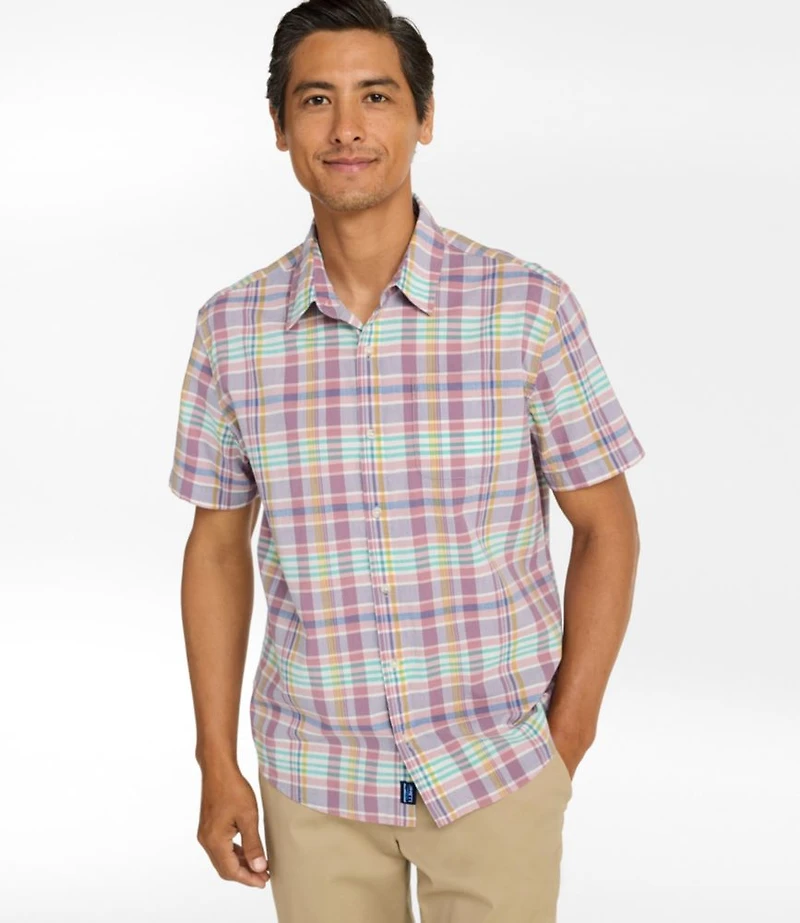 Men's Madras Shirt, Short-Sleeve, Slightly Fitted Untucked Fit