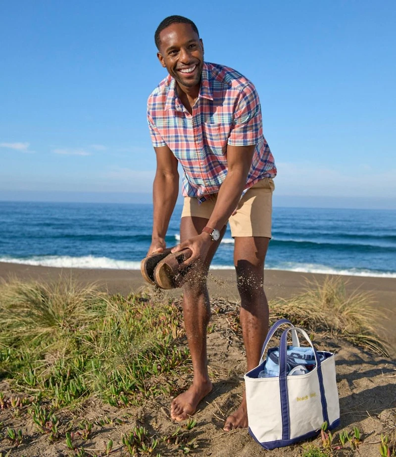 Men's Madras Shirt, Short-Sleeve, Slightly Fitted Untucked Fit