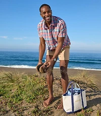 Men's Madras Shirt, Short-Sleeve, Slightly Fitted Untucked Fit