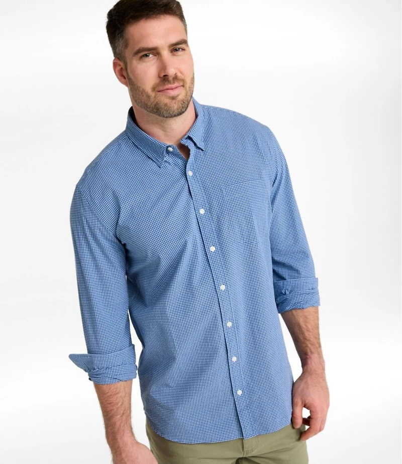 Men's Comfort Stretch Performance® Seersucker Shirt, Long-Sleeve, Slightly Fitted Untucked Fit, Plaid