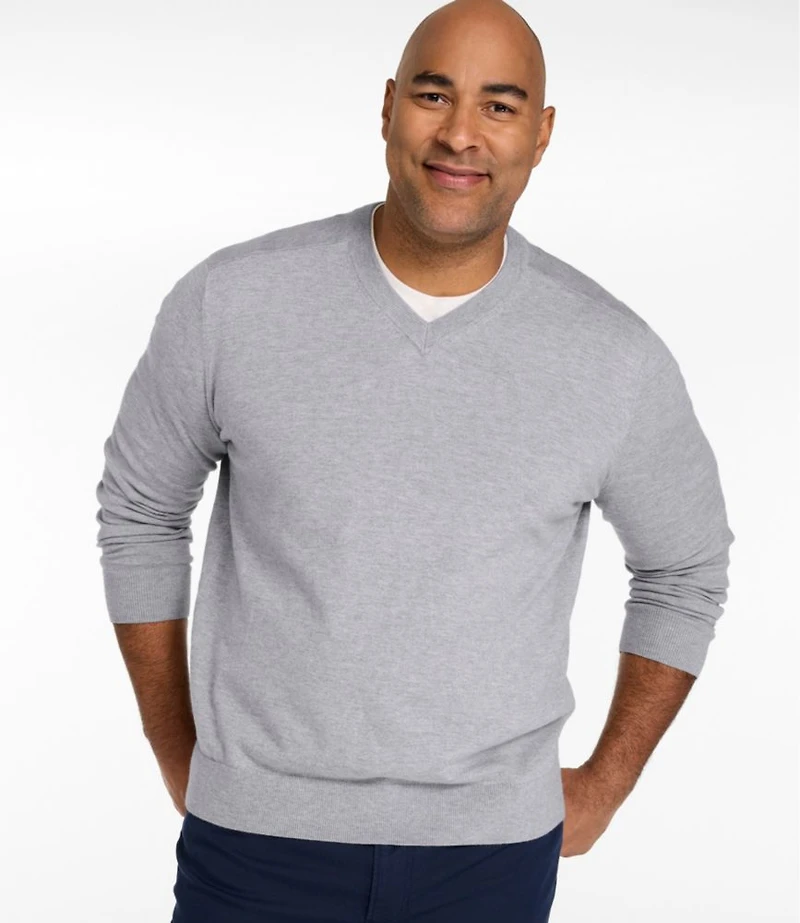 Men's All Seasons Cotton Blend Sweater, V-Neck