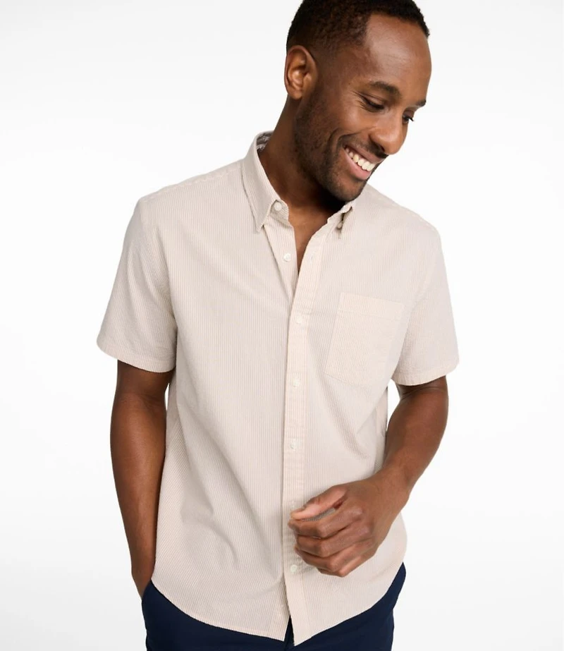 Men's Comfort Stretch Performance® Seersucker Shirt, Short-Sleeve, Slightly Fitted Untucked Fit