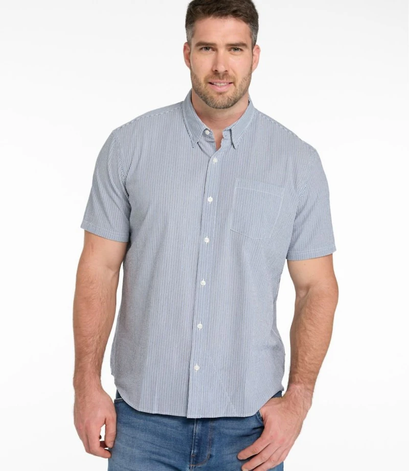 Men's Comfort Stretch Performance® Seersucker Shirt, Short-Sleeve, Slightly Fitted Untucked Fit