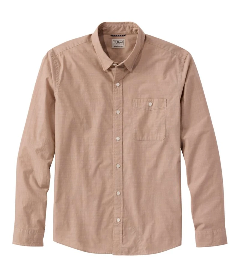 Men's Comfort Stretch Performance® Chambray Shirt, Long-Sleeve, Slightly Fitted Untucked Fit