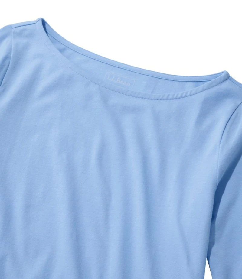 Women's Soft Stretch Supima-Blend Tee, Boatneck Bracelet-Sleeve