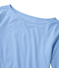 Women's Soft Stretch Supima-Blend Tee, Boatneck Bracelet-Sleeve