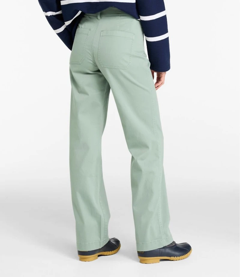 Women's Comfort Stretch Patch Pocket Pants, Mid-Rise Wide Straight-Leg Chino