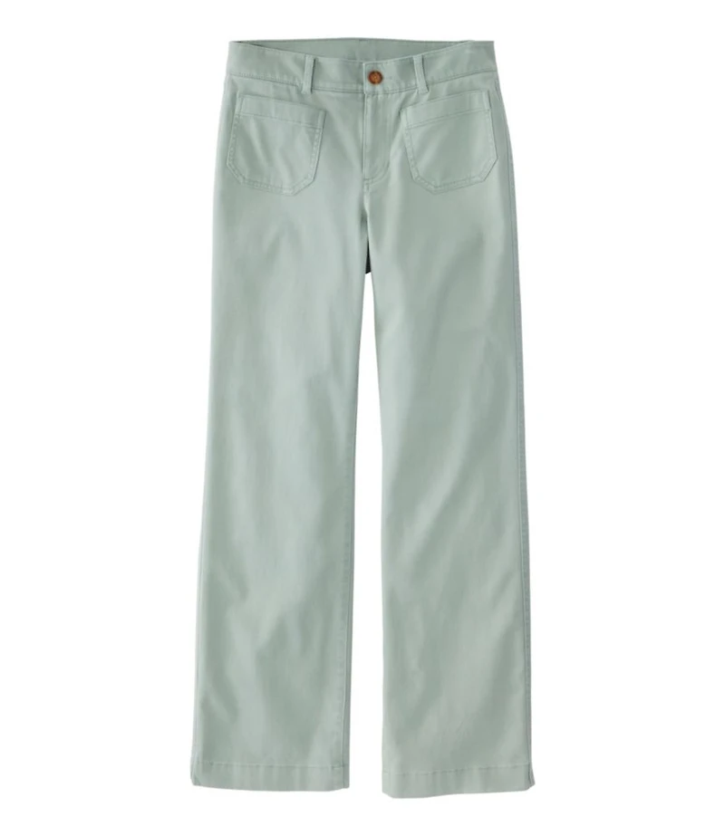 Women's Comfort Stretch Patch Pocket Pants, Mid-Rise Wide Straight-Leg Chino