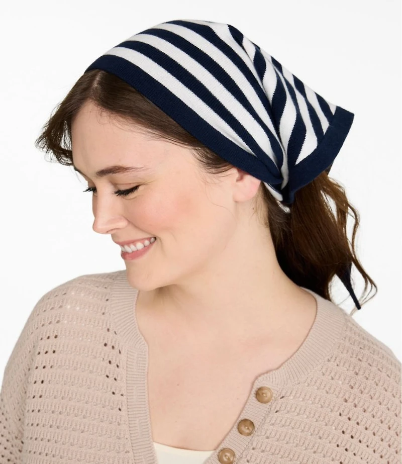 Women's Cotton/Cashmere Knit Triangle Scarf, Striped